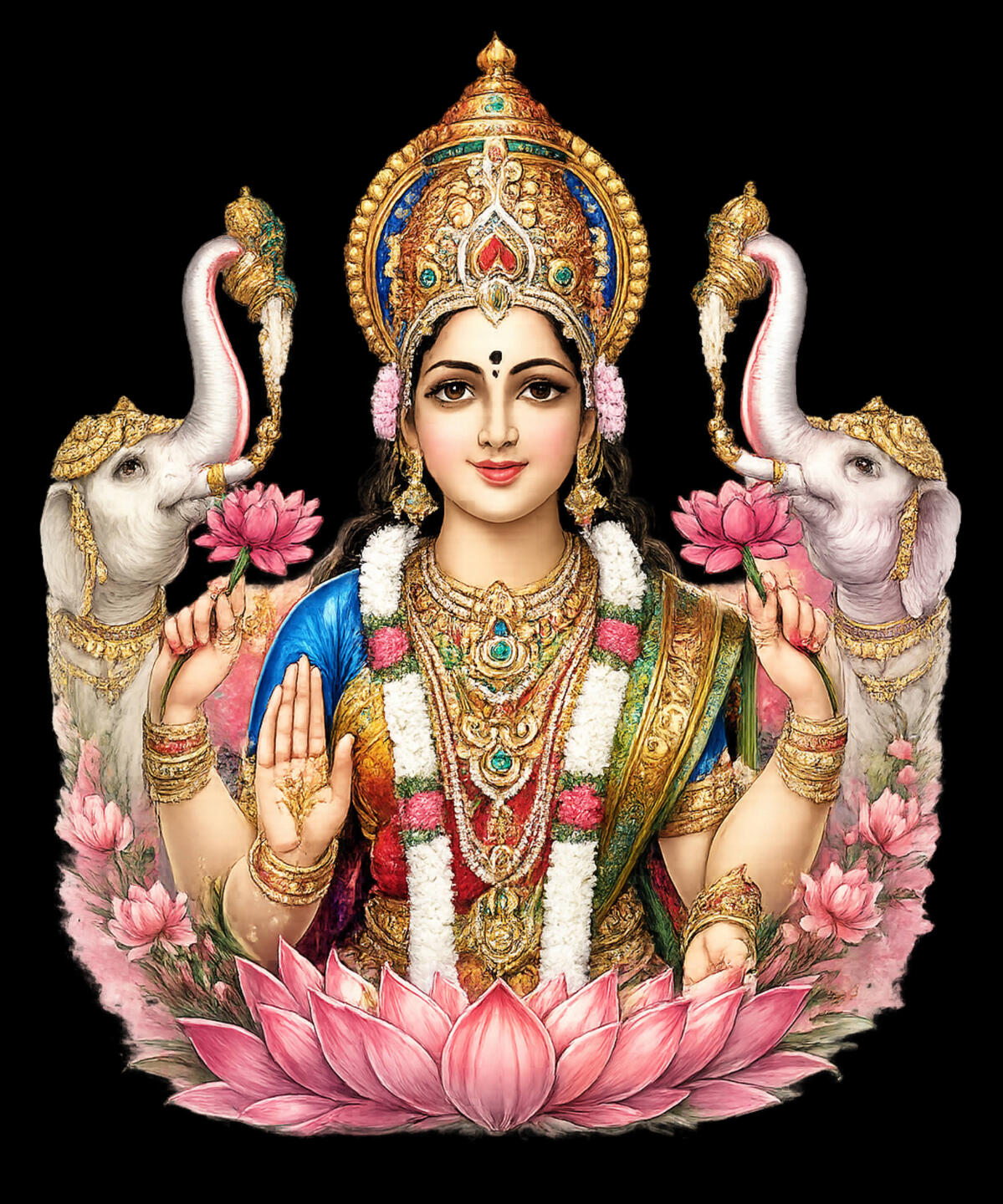 Goddess Lakshmi Lotus Blessing Art